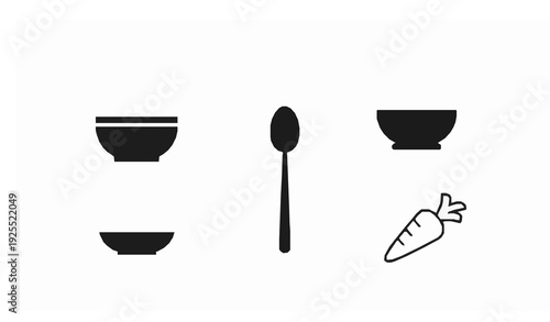 Soup icon flat vector bowl food symbol set
