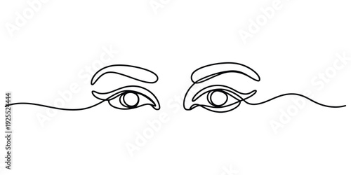 Minimalist continuous line art of woman's eyes and eyebrows