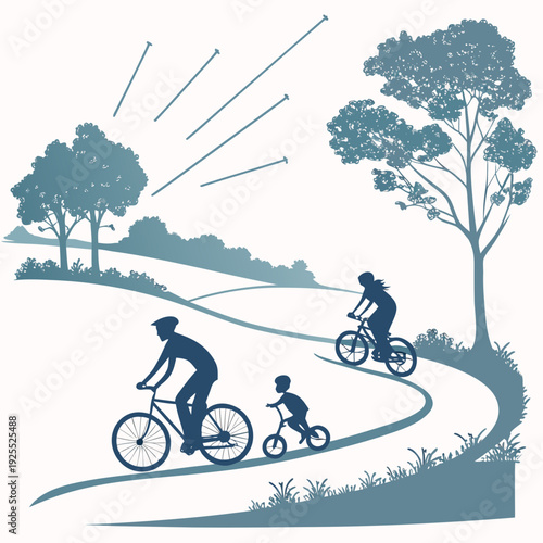 Family riding bicycles on a sunny day