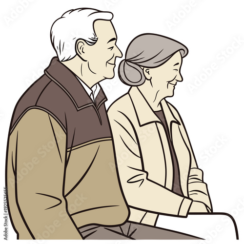 Elderly couple sitting together on a bench