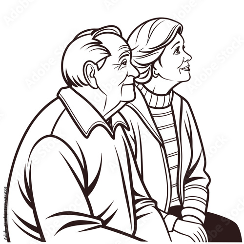 An elderly couple sitting together