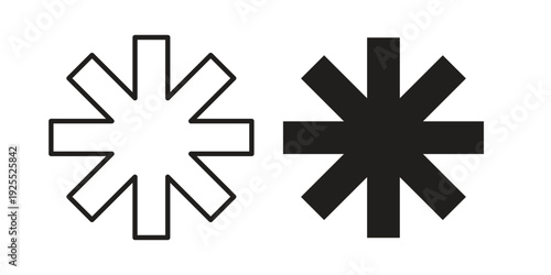 Asterisk icon vector isolated on white background. Simple icon set.