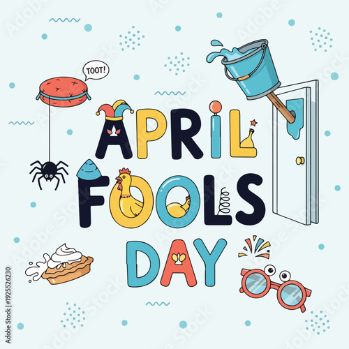April Fools Day colorful playful illustration