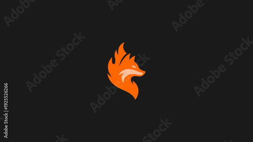 Fiery Fox Logo Design Symbolizing Agility and Wit on a Dark Background
