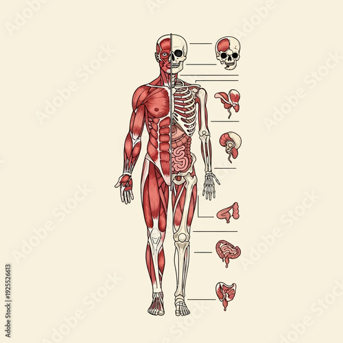 Human Anatomy: Muscular System and Skeletal System with Organs