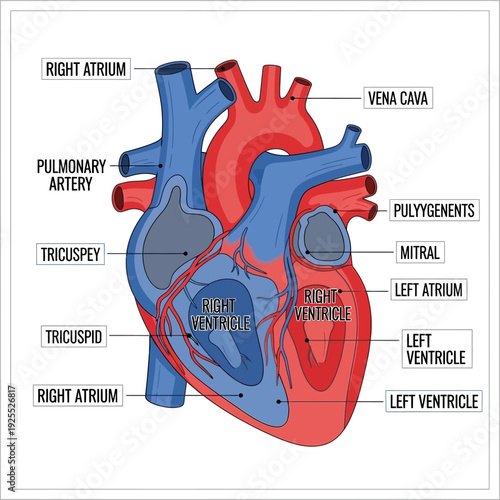 Human Heart Anatomy Diagram: Chambers, Valves, and Major Blood Vessels