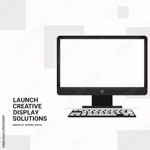Black & White Minimal Desktop Mockup – Modern Launch Display Template