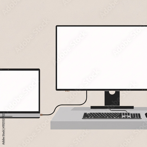 Minimal Edge-Weighted Desktop & Laptop Mockup – Professional Vector Layout