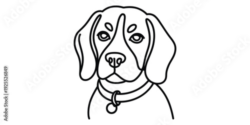 Minimalist beagle line art illustration