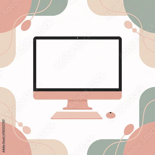 Soft Pastel Desktop Mockup – Feminine Launch Banner Vector Template