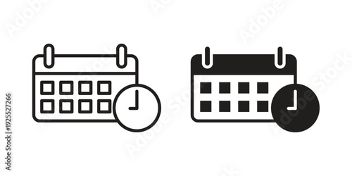 Calendar clock icon vector isolated on white background. Simple icon set.