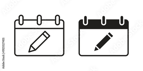 Calendar pen icon vector isolated on white background. Simple icon set.