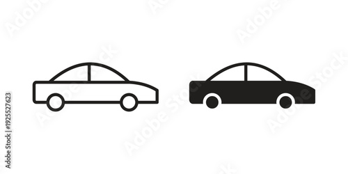 Car side view icon vector isolated on white background. Simple icon set.