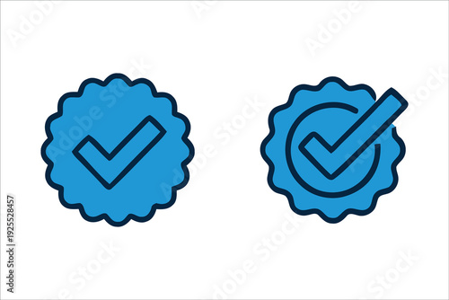 Two blue checkmark icons on a white background for verification and validation purposes