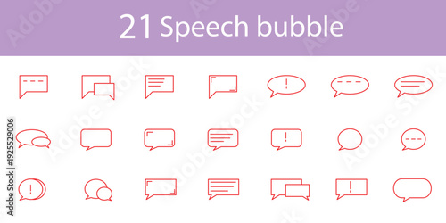 Speech bubble icon set. Includes Talking cloud, message, chat, conversation, comment and more. Vector Illustration with editable strokes