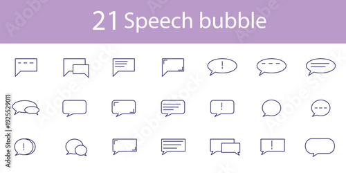Speech bubble icon set. Includes Talking cloud, message, chat, conversation, comment and more. Vector Illustration with editable strokes