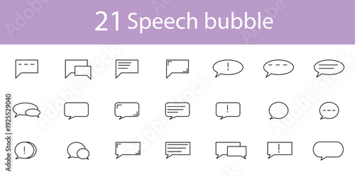 Speech bubble icon set. Includes Talking cloud, message, chat, conversation, comment and more. Vector Illustration with editable strokes