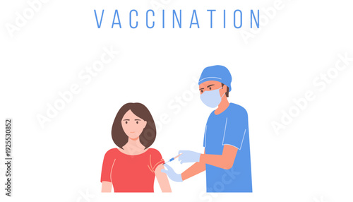 Vaccination medical professional administering injection to patient in clinic