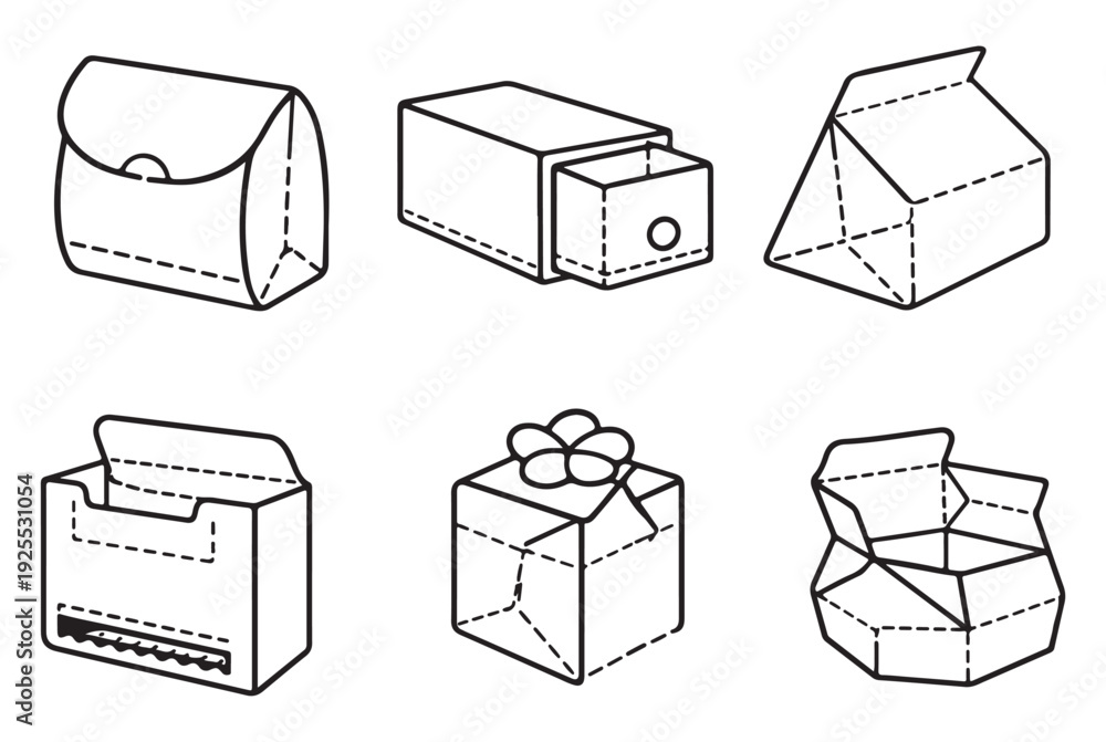 custom made wallpaper toronto digitalPackaging Box Silhouette Vector Set, Carton, Gift, Cosmetic and Product Box Outline Collection