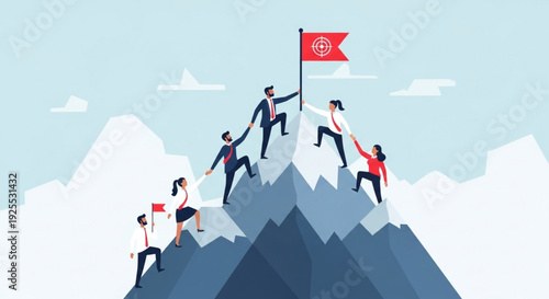 business people on the flag of the world