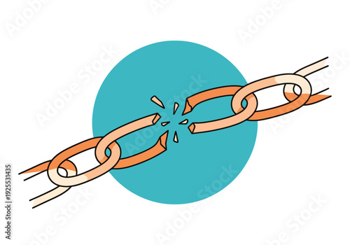 Chain Breaking Concept Symbolizing Connection Failure Weak Link and Separation Concept in Digital or Physical World