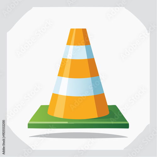 Orange and white striped safety traffic cone illustration for road work, caution, and temporary hazard warnings