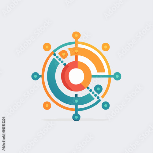 Abstract icon symbolizing data analysis, interconnected systems, and strategic technological innovation for business insights