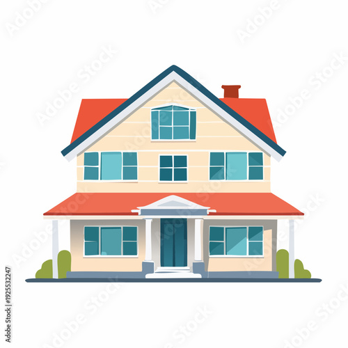 Vibrant Suburban Family House Icon Illustration, Ideal for Real Estate and Home Design Concepts