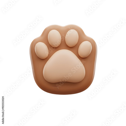Brown animal paw print with beige pads