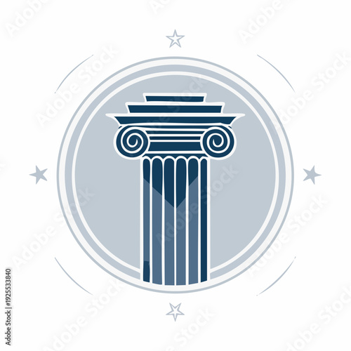 Elegant stylized column icon symbolizing foundational strength and timeless principles of law, history, and architectural heritage