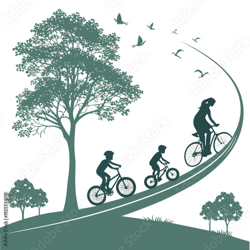 Cyclists riding on a scenic bike path