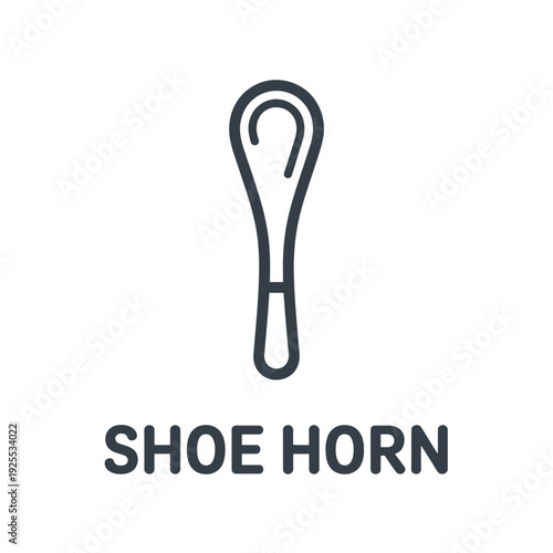 Simple line drawing depicts a classic silver colored shoe horn