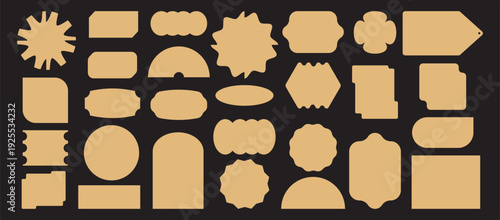 Stickers. Emblems. Simple colored labels with space for text. A set of various frames on an isolated background. Vector.