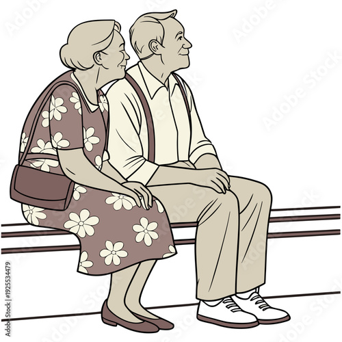 An elderly couple sitting on a bench together
