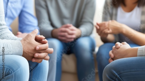Close-up of hands in a support group therapy session