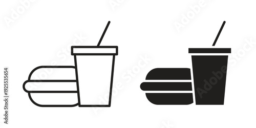 Hamburger soda icon vector isolated on white background. Simple icon set.
