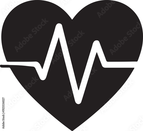 Heart with heartbeat line pulsing, health monitor vector