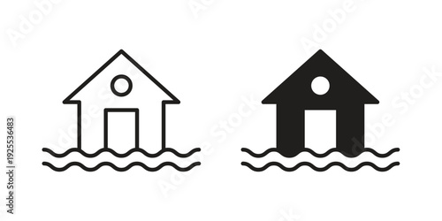 House flood icon vector isolated on white background. Simple icon set.