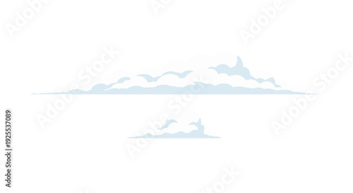 Stylized light blue and white fluffy clouds vector illustration.