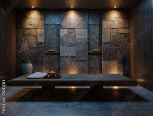 A wooden table with a vase on it