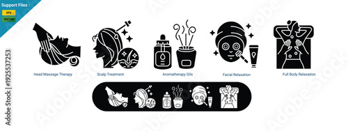 Modern Wellness Spa Treatment Icons set, vector illustration icon  glyph.
