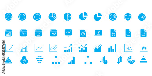 Graph and Chart icon set. Editable line icons. Vector illustration.