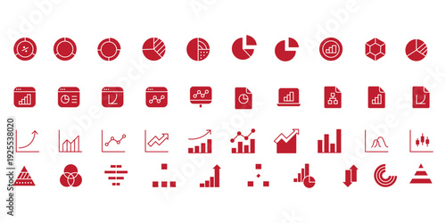 Graph and Chart icon set. Editable line icons. Vector illustration.