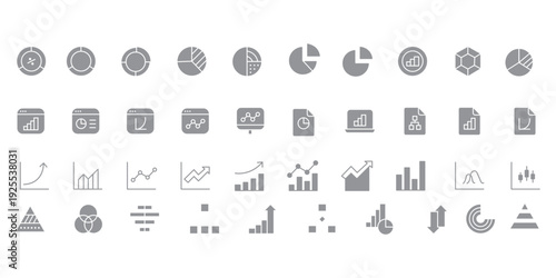 Graph and Chart icon set. Editable line icons. Vector illustration.