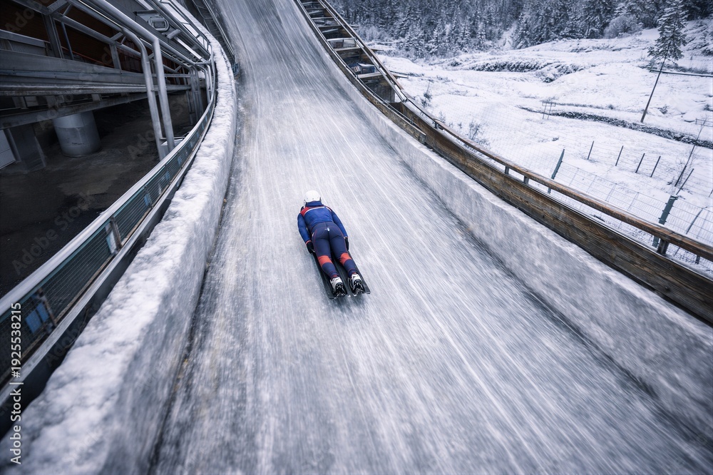 Fototapeta premium Winter Sports: Speed on Bobsled Track