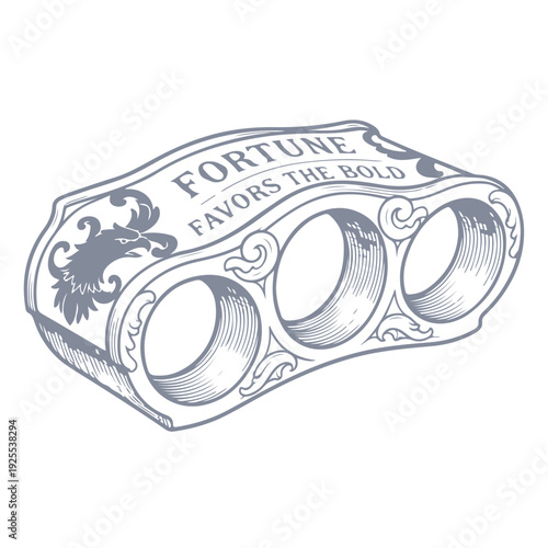 Brass Knuckles Vector Illustration Metallic Knuckle Duster Weapon Icon Design. Realistic Brass Knuckles Isolated on White - Professional Vector Weapon Graphic. Knuckle Dusters Vector Art