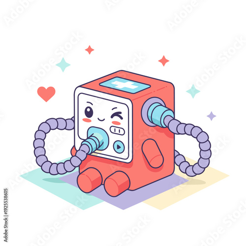 Cartoon ventilator illustration medical equipment health care concept