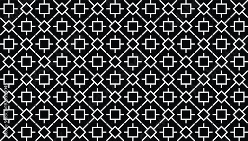 Elegant black and white geometric wallpaper. Seamless dark decorative texture for premium branding