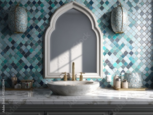 A bathroom with a sink and mirror