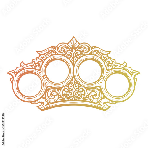Brass Knuckles Vector Illustration Metallic Knuckle Duster Weapon Icon Design. Realistic Brass Knuckles Isolated on White - Professional Vector Weapon Graphic. Knuckle Dusters Vector Art